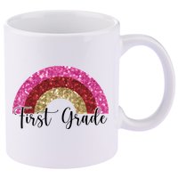 First Grade Cute Rainbow Back To School 11oz C Handle Ceramic Mug