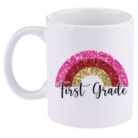 First Grade Cute Rainbow Back To School 11oz C Handle Ceramic Mug
