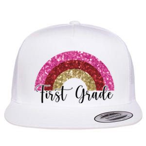 First Grade Cute Rainbow Back To School Flat Bill Trucker Hat