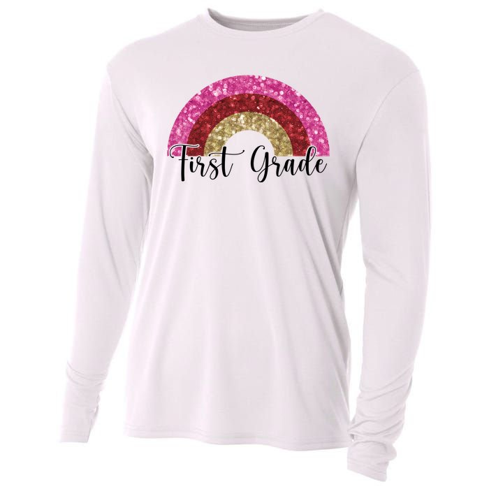 First Grade Cute Rainbow Back To School Cooling Performance Long Sleeve Crew