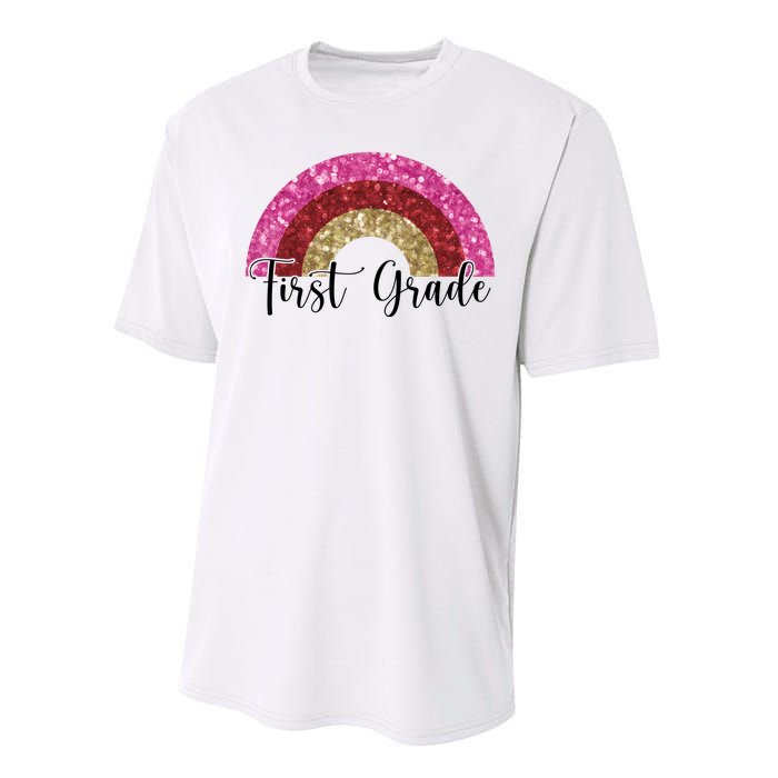 First Grade Cute Rainbow Back To School Performance Sprint T-Shirt