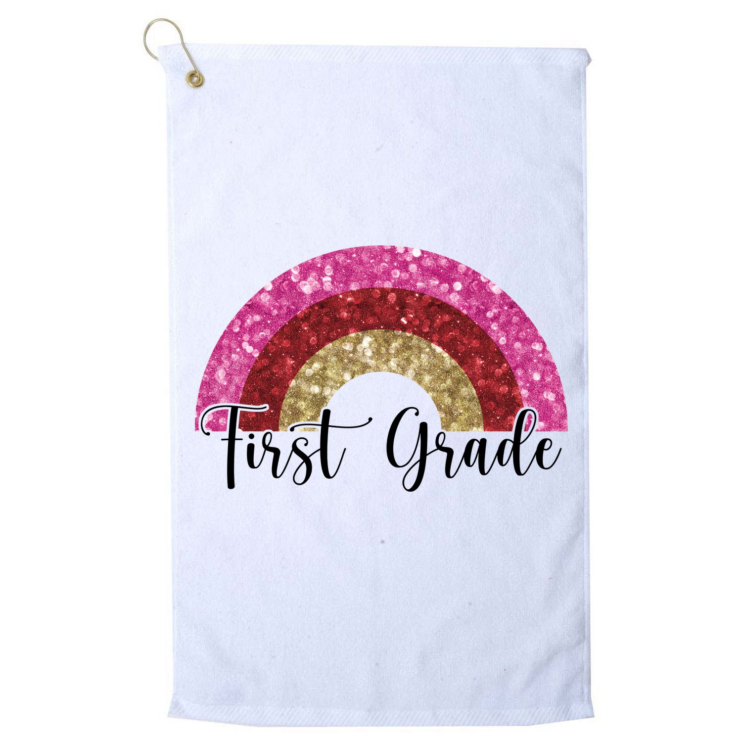 First Grade Cute Rainbow Back To School Golf Towel