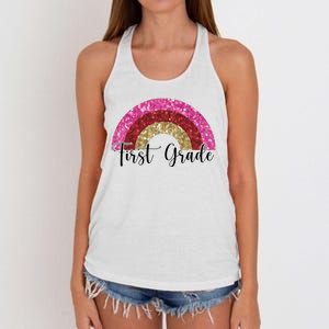 First Grade Cute Rainbow Back To School Women's Knotted Racerback Tank