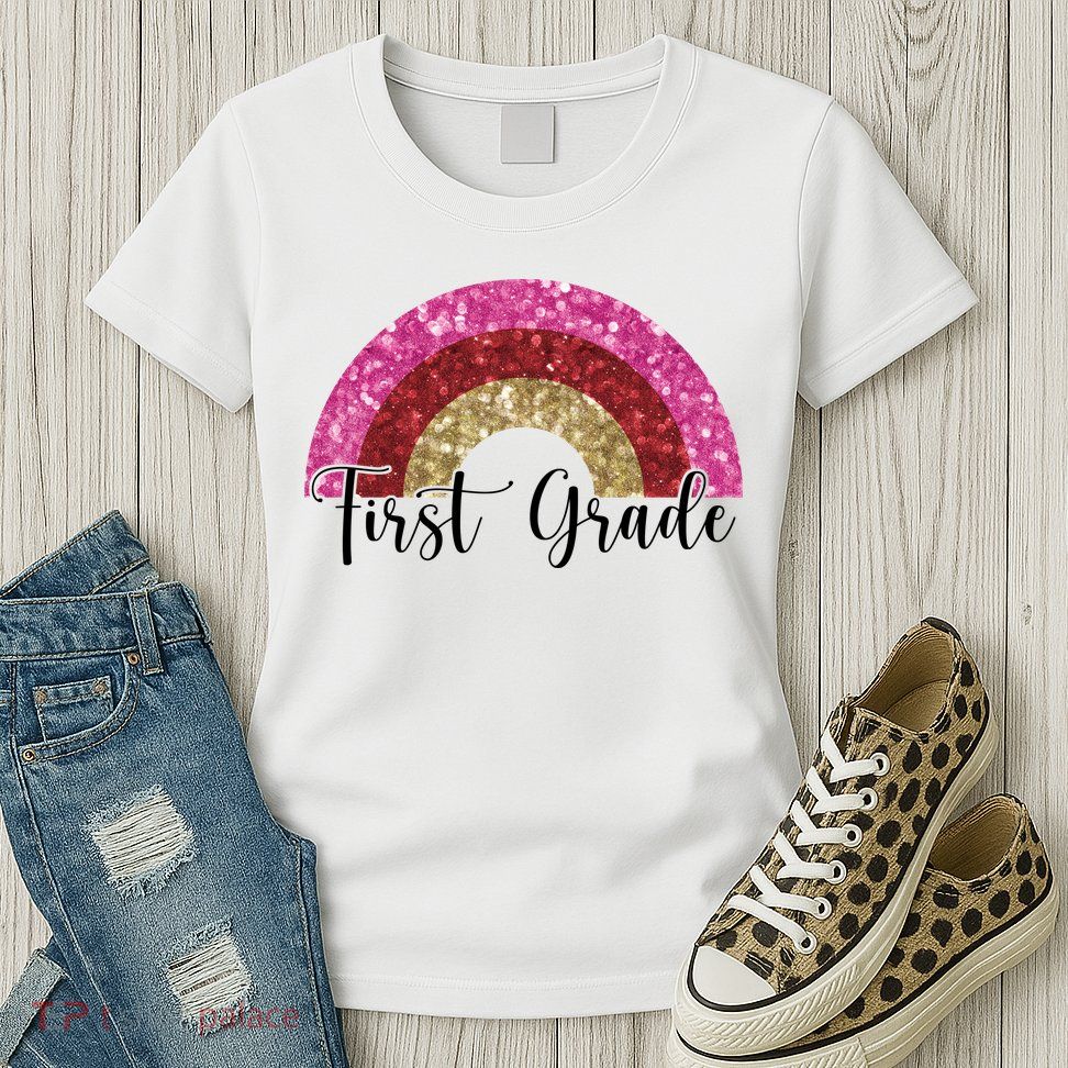 First Grade Cute Rainbow Back To School Womens T-Shirt