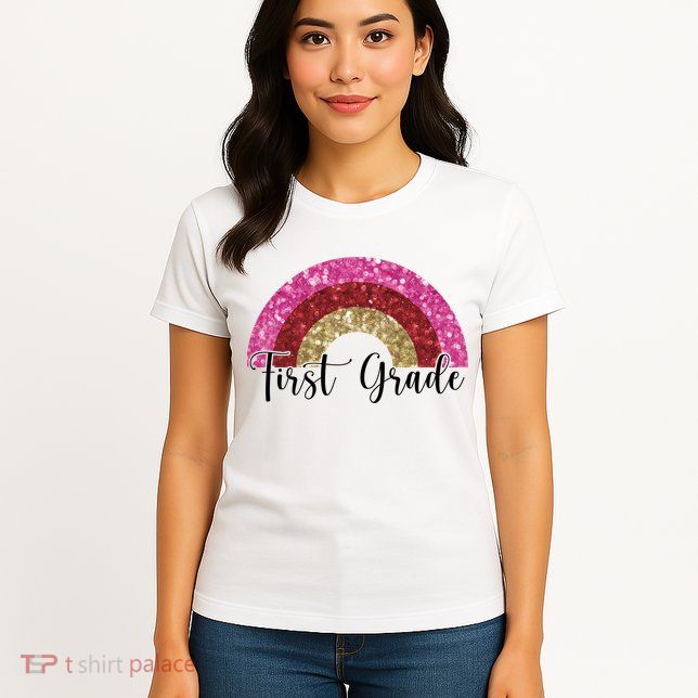 First Grade Cute Rainbow Back To School Womens T-Shirt