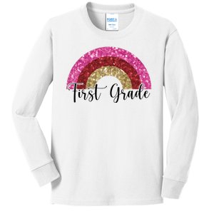 First Grade Cute Rainbow Back To School Kids Long Sleeve Shirt