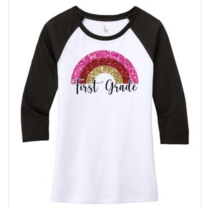 First Grade Cute Rainbow Back To School Women's Tri-Blend 3/4-Sleeve Raglan Shirt