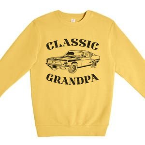 Funny Grandpa Classic Car Graphic Premium Crewneck Sweatshirt