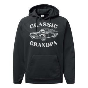 Funny Grandpa Classic Car Graphic Performance Fleece Hoodie