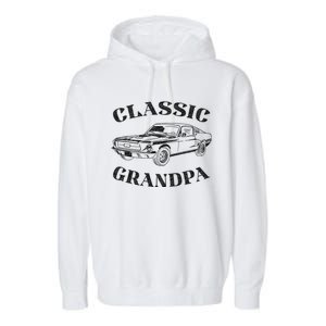 Funny Grandpa Classic Car Graphic Garment-Dyed Fleece Hoodie