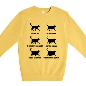 Funny Gift Cats Meme Chonk Cat Chart Premium Crewneck Sweatshirt