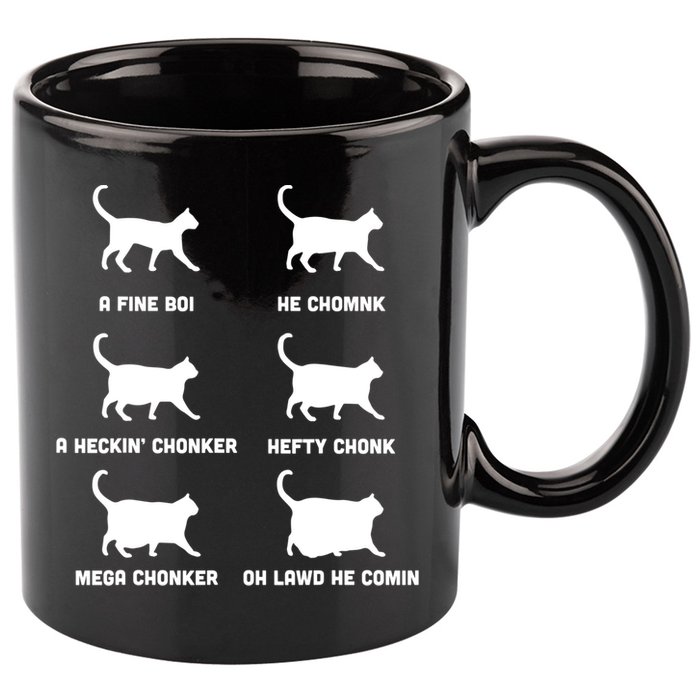 Funny Gift Cats Meme Chonk Cat Chart 11oz C Handle Ceramic Mug