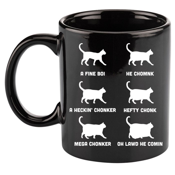 Funny Gift Cats Meme Chonk Cat Chart 11oz C Handle Ceramic Mug