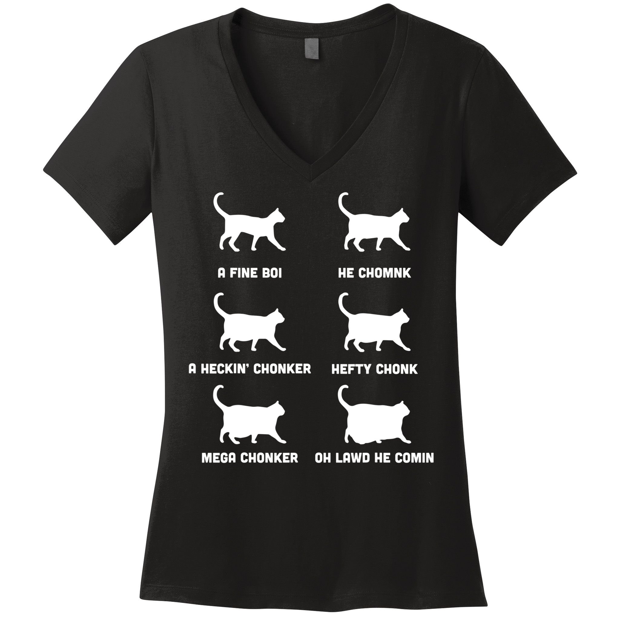 Funny Gift Cats Meme Chonk Cat Chart Women's V-Neck T-Shirt