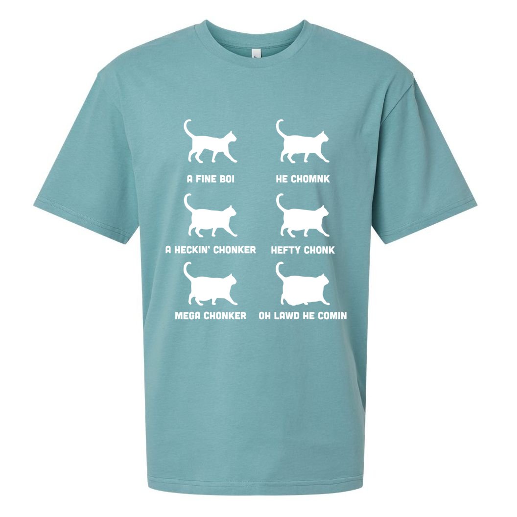 Funny Gift Cats Meme Chonk Cat Chart Sueded Cloud Jersey T-Shirt