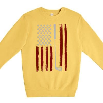 Funny Golf Club Retro American Flag Golf Gift For Golfer Gift Premium Crewneck Sweatshirt