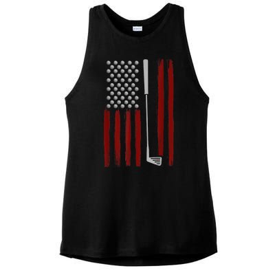 Funny Golf Club Retro American Flag Golf Gift For Golfer Gift Ladies PosiCharge Tri-Blend Wicking Tank