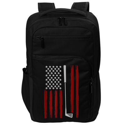 Funny Golf Club Retro American Flag Golf Gift For Golfer Gift Impact Tech Backpack