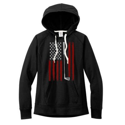 Funny Golf Club Retro American Flag Golf Gift For Golfer Gift Women's Fleece Hoodie