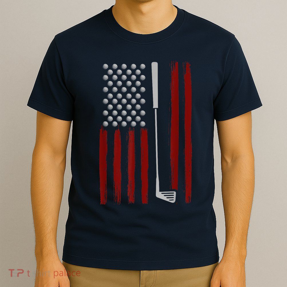 Funny Golf Club Retro American Flag Golf Gift For Golfer Gift T-Shirt