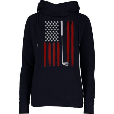 Funny Golf Club Retro American Flag Golf Gift For Golfer Gift Womens Funnel Neck Pullover Hood