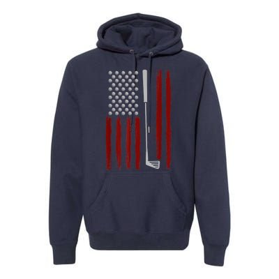 Funny Golf Club Retro American Flag Golf Gift For Golfer Gift Premium Hoodie