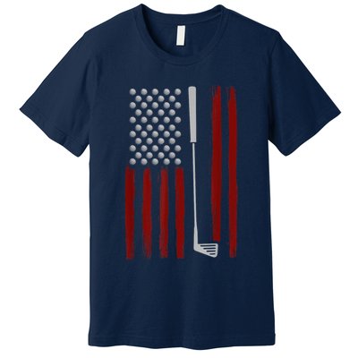 Funny Golf Club Retro American Flag Golf Gift For Golfer Gift Premium T-Shirt
