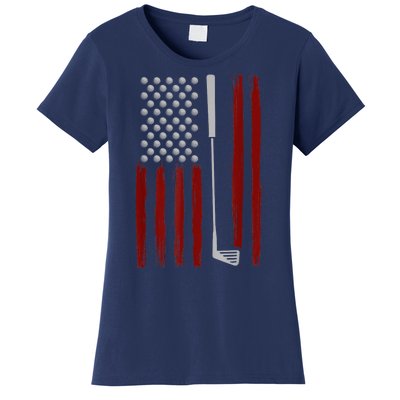 Funny Golf Club Retro American Flag Golf Gift For Golfer Gift Women's T-Shirt