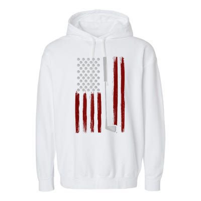 Funny Golf Club Retro American Flag Golf Gift For Golfer Gift Garment-Dyed Fleece Hoodie