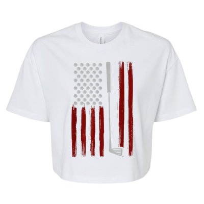 Funny Golf Club Retro American Flag Golf Gift For Golfer Gift Bella+Canvas Jersey Crop Tee