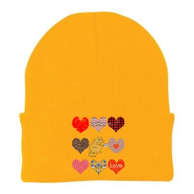 Funny Ginger Cat Hearts Pattern Coffee Lover Valentines Day Gift Knit Cap Winter Beanie