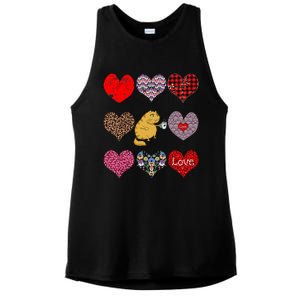 Funny Ginger Cat Hearts Pattern Coffee Lover Valentines Day Gift Ladies PosiCharge Tri-Blend Wicking Tank