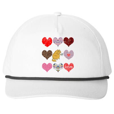 Funny Ginger Cat Hearts Pattern Coffee Lover Valentines Day Gift Snapback Five-Panel Rope Hat