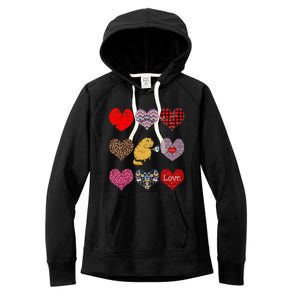 Funny Ginger Cat Hearts Pattern Coffee Lover Valentines Day Gift Women's Fleece Hoodie