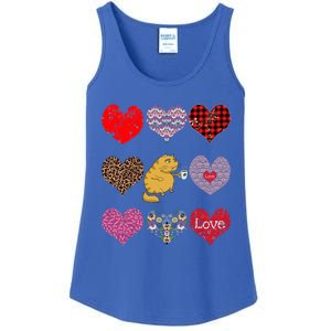 Funny Ginger Cat Hearts Pattern Coffee Lover Valentines Day Gift Ladies Essential Tank