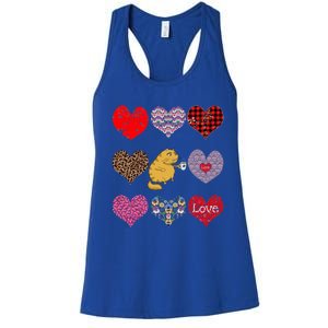 Funny Ginger Cat Hearts Pattern Coffee Lover Valentines Day Gift Women's Racerback Tank