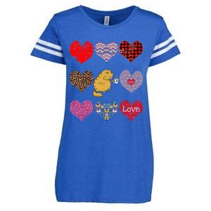 Funny Ginger Cat Hearts Pattern Coffee Lover Valentines Day Gift Enza Ladies Jersey Football T-Shirt