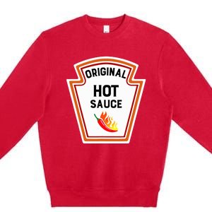 Funny Group Condiments Halloween Costume Original Hot Sauce Premium Crewneck Sweatshirt