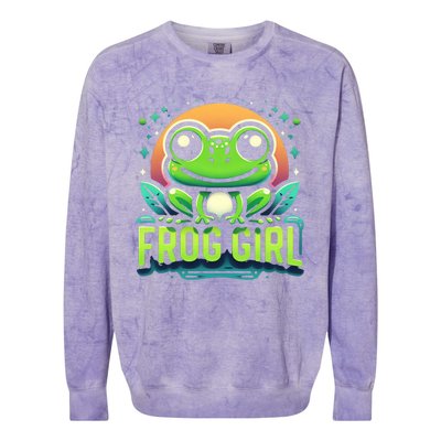 Frog Girl Cute Kawaii Anime Aesthetic Family Ambhibian Lover Colorblast Crewneck Sweatshirt