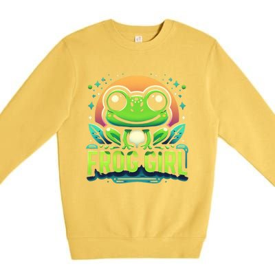 Frog Girl Cute Kawaii Anime Aesthetic Family Ambhibian Lover Premium Crewneck Sweatshirt