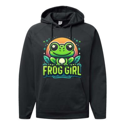 Frog Girl Cute Kawaii Anime Aesthetic Family Ambhibian Lover Performance Fleece Hoodie