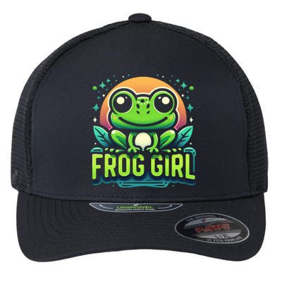 Frog Girl Cute Kawaii Anime Aesthetic Family Ambhibian Lover Flexfit Unipanel Trucker Cap