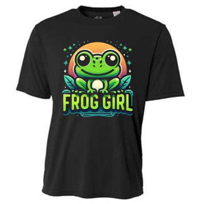 Frog Girl Cute Kawaii Anime Aesthetic Family Ambhibian Lover Cooling Performance Crew T-Shirt