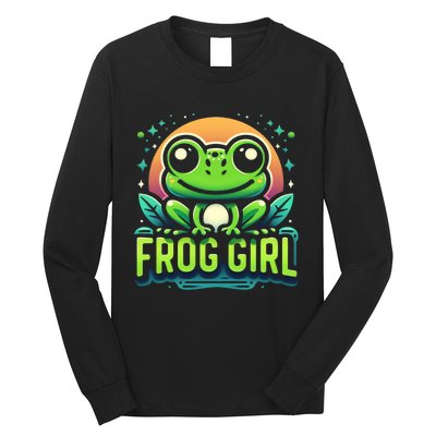 Frog Girl Cute Kawaii Anime Aesthetic Family Ambhibian Lover Long Sleeve Shirt