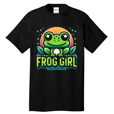 Frog Girl Cute Kawaii Anime Aesthetic Family Ambhibian Lover Tall T-Shirt