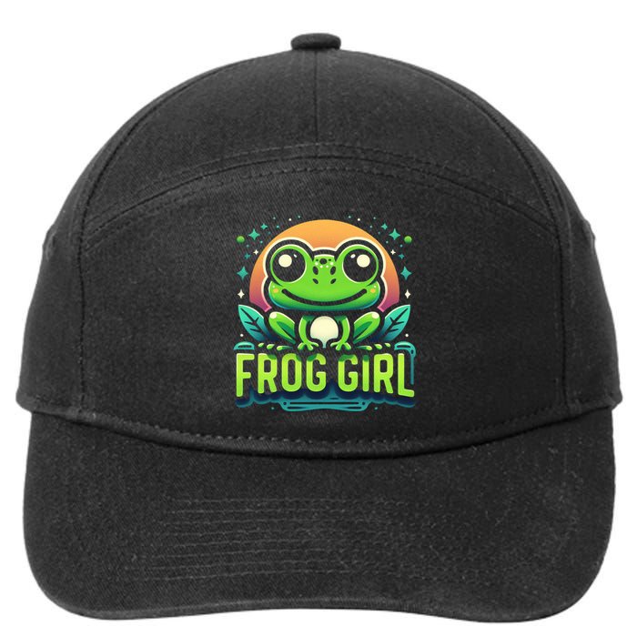 Frog Girl Cute Kawaii Anime Aesthetic Family Ambhibian Lover 7-Panel Snapback Hat