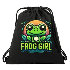 Frog Girl Cute Kawaii Anime Aesthetic Family Ambhibian Lover Drawstring Bag