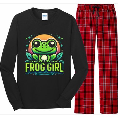 Frog Girl Cute Kawaii Anime Aesthetic Family Ambhibian Lover Long Sleeve Pajama Set