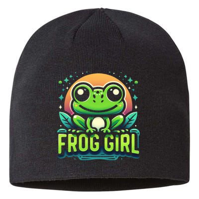 Frog Girl Cute Kawaii Anime Aesthetic Family Ambhibian Lover Sustainable Beanie