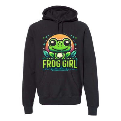 Frog Girl Cute Kawaii Anime Aesthetic Family Ambhibian Lover Premium Hoodie